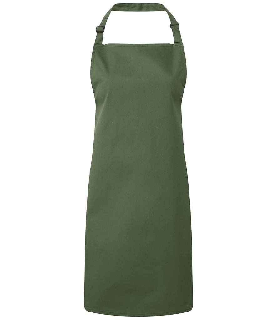 Premier 'Colours' Bib Apron in ONE Moss by Premier — Custom branded clothing by Print Press, featuring premium embroidery produced in our specialist print lab in the UK.