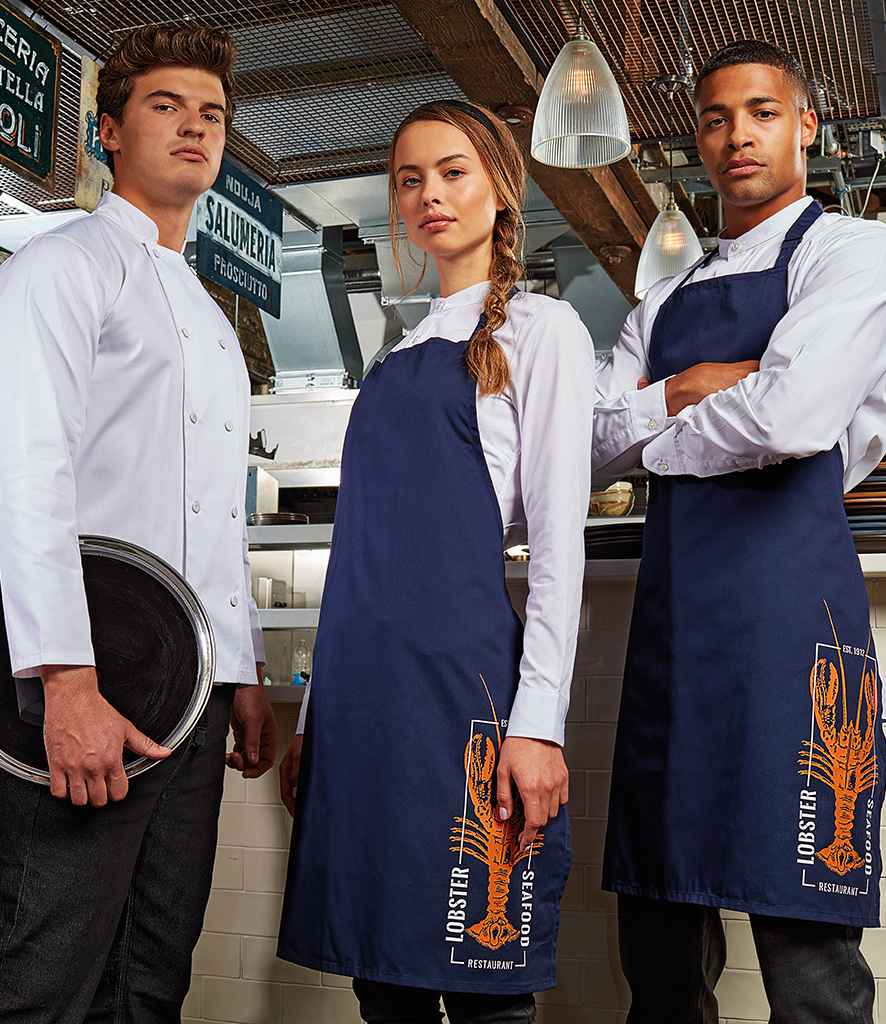 Premier 'Colours' Bib Apron in ONE Navy by Premier — Custom branded clothing by Print Press, featuring premium embroidery produced in our specialist print lab in the UK.