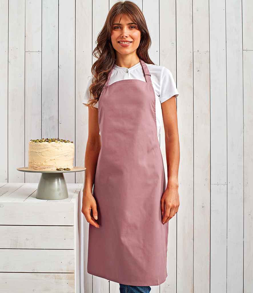 Premier 'Colours' Bib Apron in ONE Rose by Premier — Custom branded clothing by Print Press, featuring premium embroidery produced in our specialist print lab in the UK.