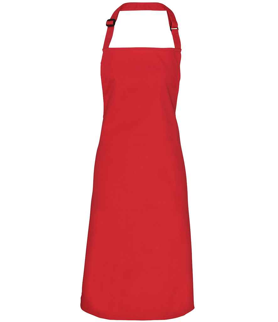 Premier 'Colours' Bib Apron in ONE Salsa by Premier — Custom branded clothing by Print Press, featuring premium embroidery produced in our specialist print lab in the UK.