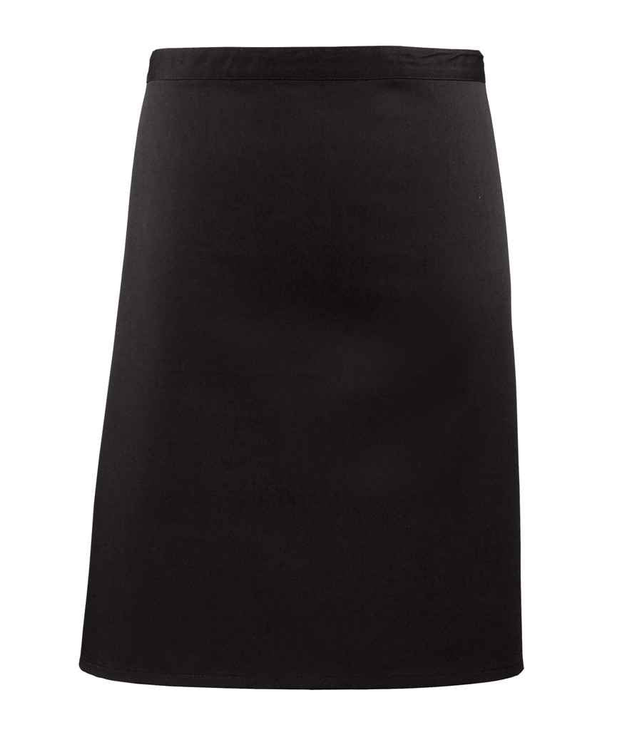 Premier 'Colours' Mid Length Apron in ONE Black by Premier — Custom branded clothing by Print Press, featuring premium embroidery produced in our specialist print lab in the UK.