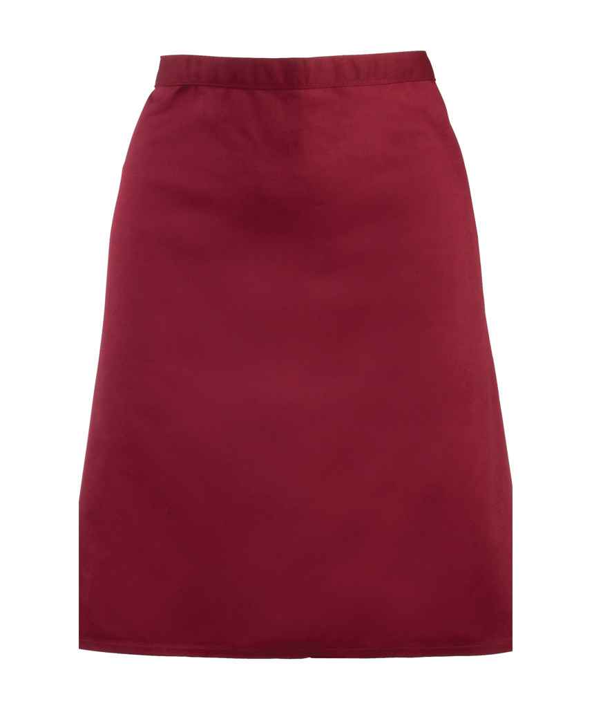 Premier 'Colours' Mid Length Apron in ONE Burgundy by Premier — Custom branded clothing by Print Press, featuring premium embroidery produced in our specialist print lab in the UK.