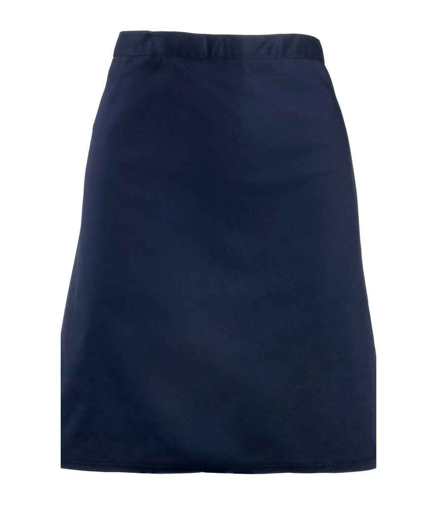 Premier 'Colours' Mid Length Apron in ONE Navy by Premier — Custom branded clothing by Print Press, featuring premium embroidery produced in our specialist print lab in the UK.