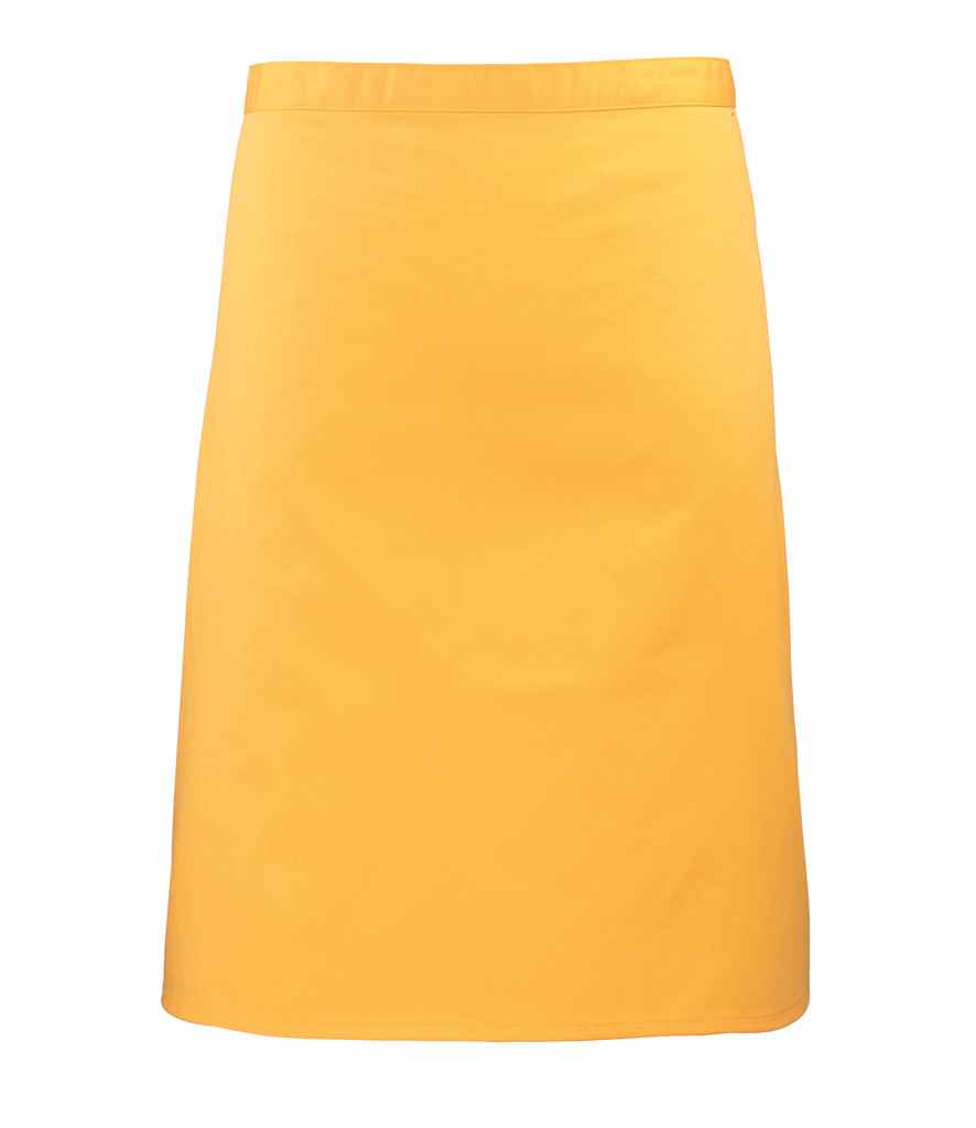 Premier 'Colours' Mid Length Apron in ONE Sunflower by Premier — Custom branded clothing by Print Press, featuring premium embroidery produced in our specialist print lab in the UK.