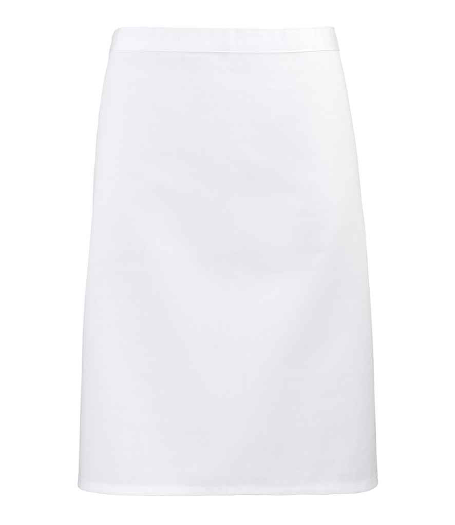 Premier 'Colours' Mid Length Apron in ONE White by Premier — Custom branded clothing by Print Press, featuring premium embroidery produced in our specialist print lab in the UK.