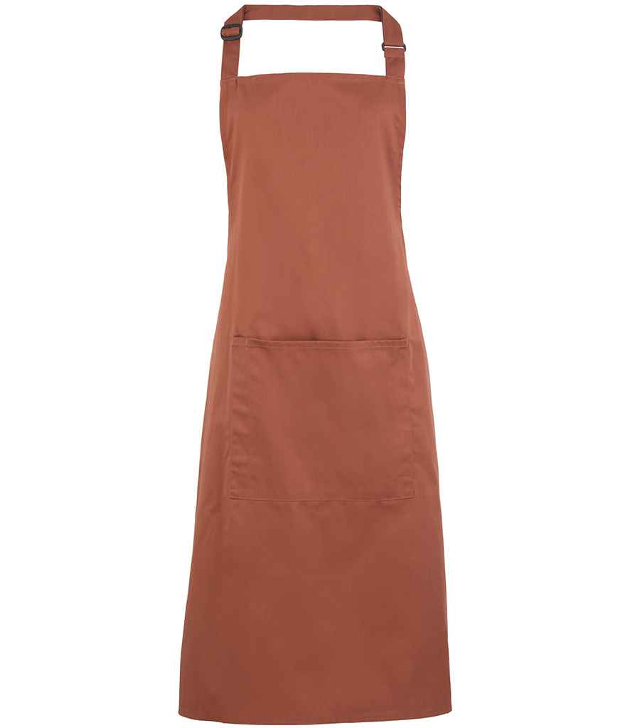 Premier 'Colours' Bib Apron with Pocket in ONE Chestnut by Premier — Custom branded clothing by Print Press, featuring premium embroidery produced in our specialist print lab in the UK.