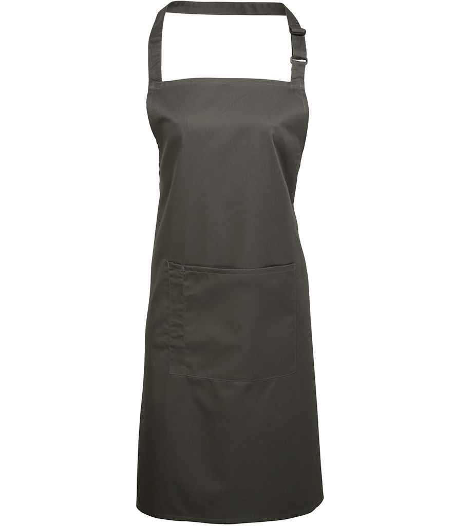 Premier 'Colours' Bib Apron with Pocket in ONE Dark Grey by Premier — Custom branded clothing by Print Press, featuring premium embroidery produced in our specialist print lab in the UK.