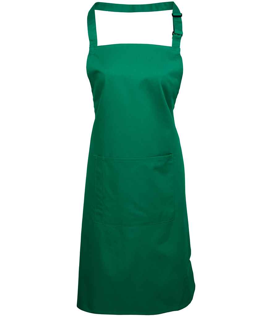 Premier 'Colours' Bib Apron with Pocket in ONE Emerald by Premier — Custom branded clothing by Print Press, featuring premium embroidery produced in our specialist print lab in the UK.