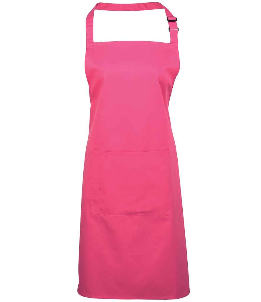 Premier 'Colours' Bib Apron with Pocket in ONE Hot Pink by Premier — Custom branded clothing by Print Press, featuring premium embroidery produced in our specialist print lab in the UK.