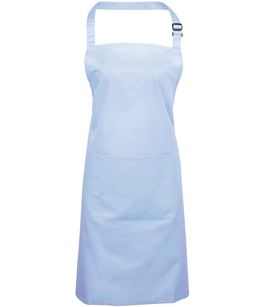 Premier 'Colours' Bib Apron with Pocket in ONE Light Blue by Premier — Custom branded clothing by Print Press, featuring premium embroidery produced in our specialist print lab in the UK.