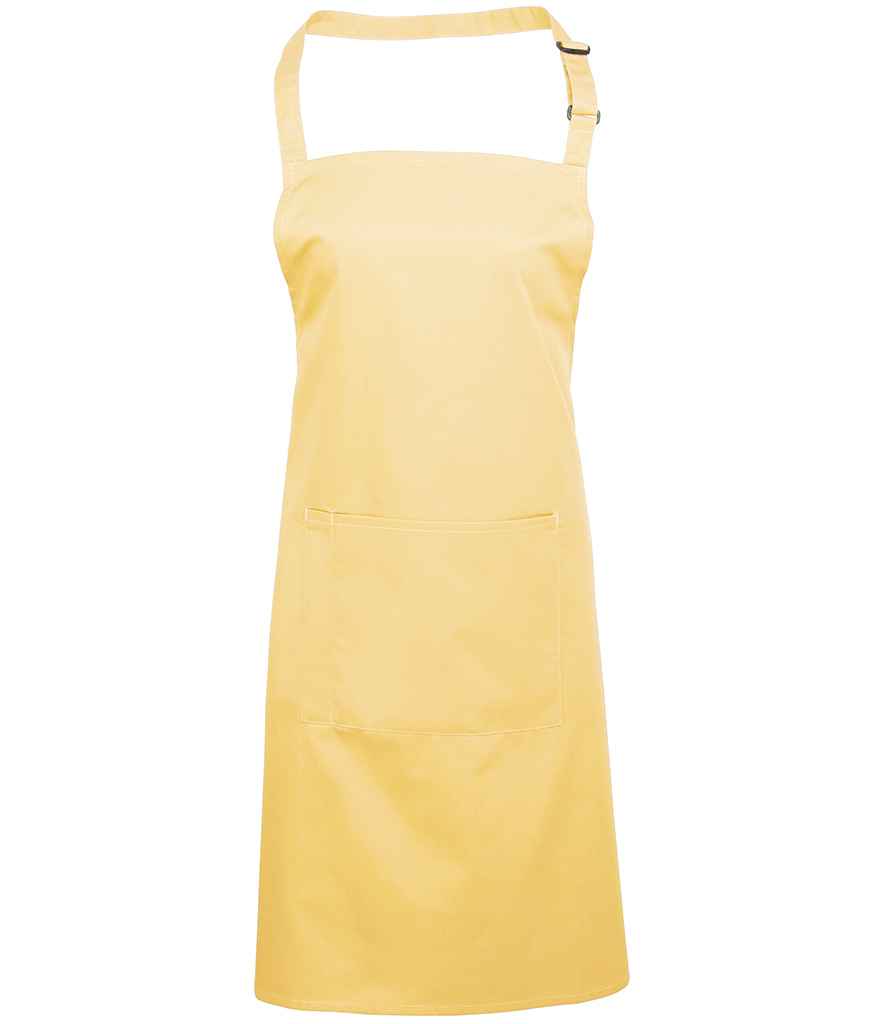 Premier 'Colours' Bib Apron with Pocket in ONE Lemon by Premier — Custom branded clothing by Print Press, featuring premium embroidery produced in our specialist print lab in the UK.