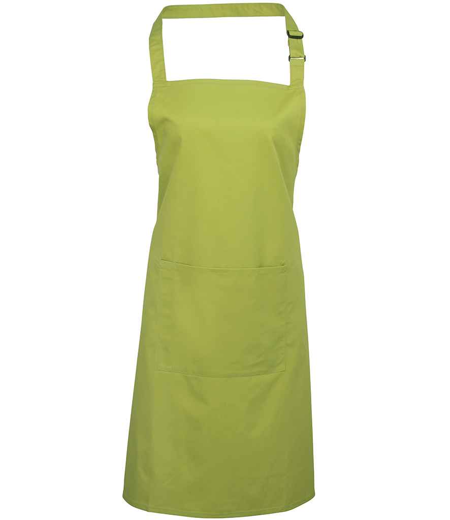 Premier 'Colours' Bib Apron with Pocket in ONE Lime Green by Premier — Custom branded clothing by Print Press, featuring premium embroidery produced in our specialist print lab in the UK.