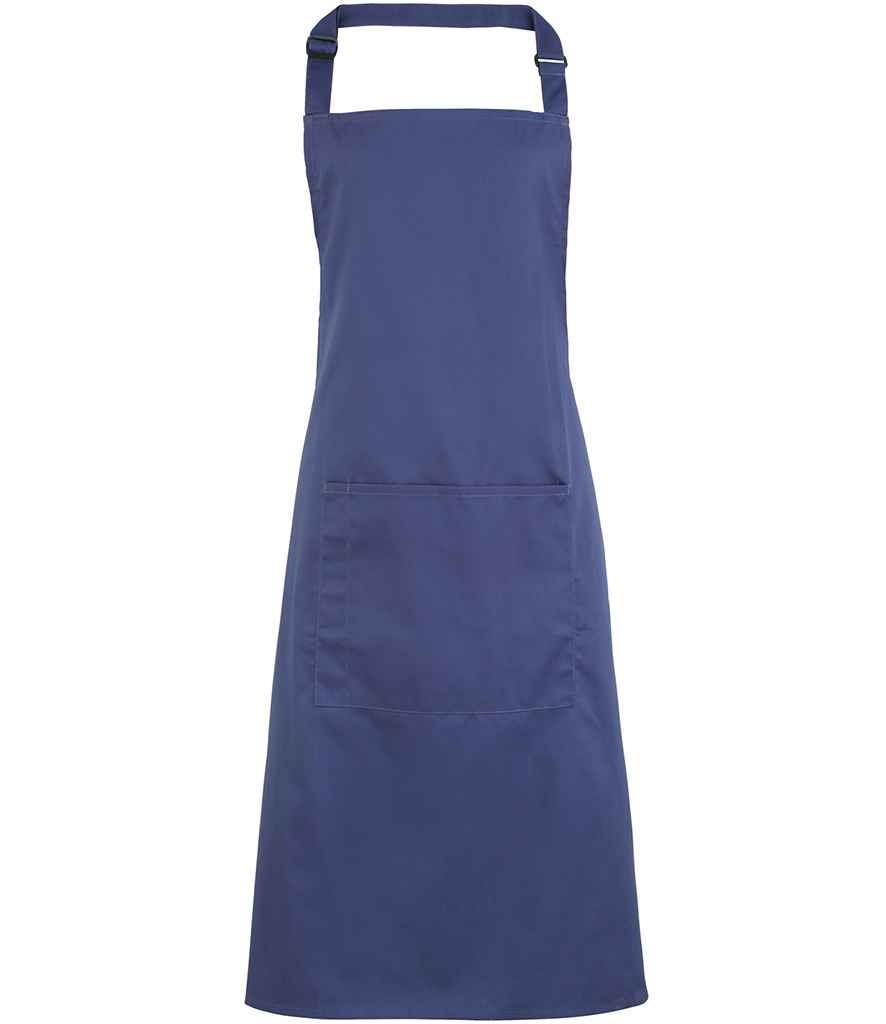 Premier 'Colours' Bib Apron with Pocket in ONE Marine Blue by Premier — Custom branded clothing by Print Press, featuring premium embroidery produced in our specialist print lab in the UK.