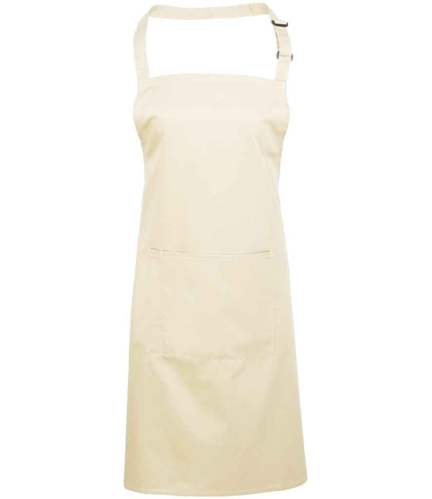 Premier 'Colours' Bib Apron with Pocket in ONE Natural by Premier — Custom branded clothing by Print Press, featuring premium embroidery produced in our specialist print lab in the UK.
