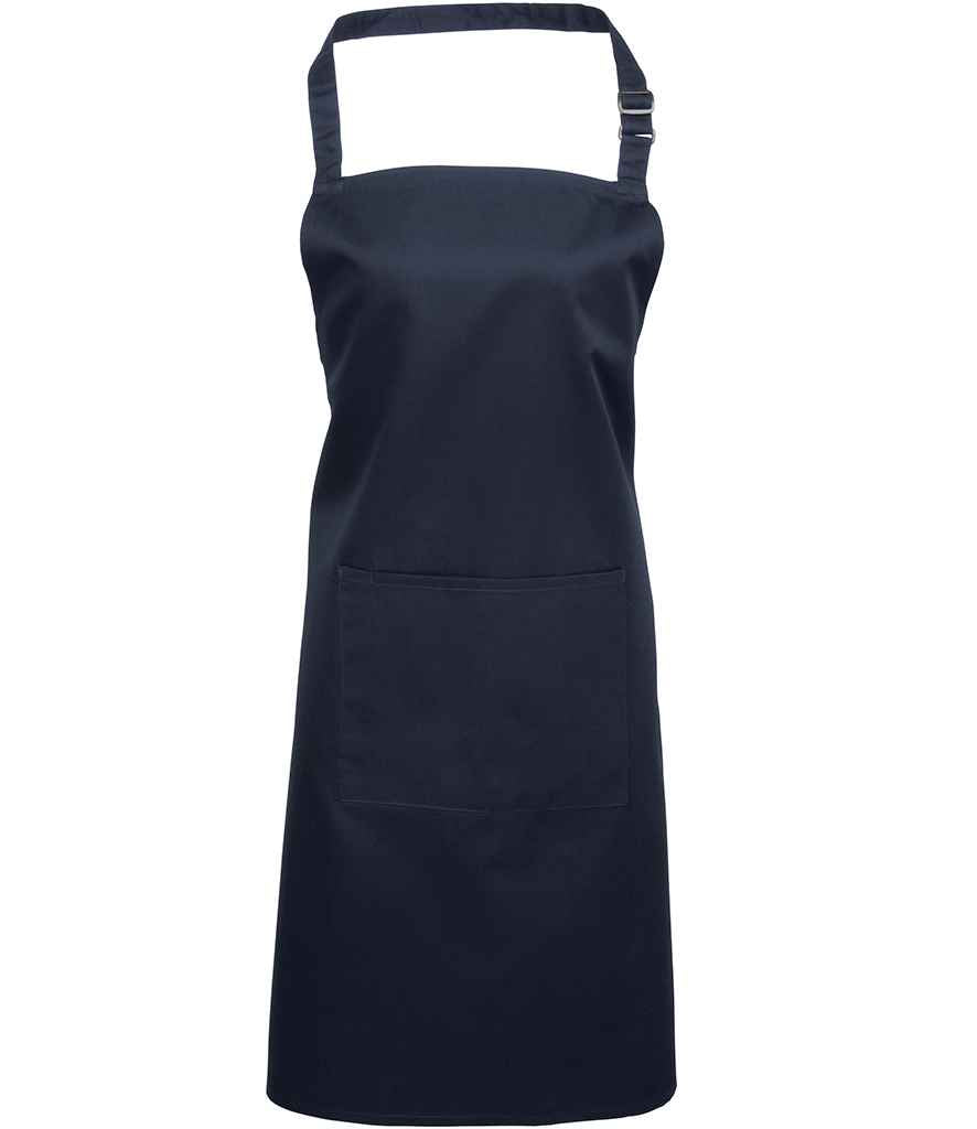 Premier 'Colours' Bib Apron with Pocket in ONE Navy by Premier — Custom branded clothing by Print Press, featuring premium embroidery produced in our specialist print lab in the UK.