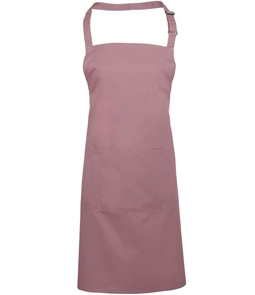 Premier 'Colours' Bib Apron with Pocket in ONE Rose by Premier — Custom branded clothing by Print Press, featuring premium embroidery produced in our specialist print lab in the UK.