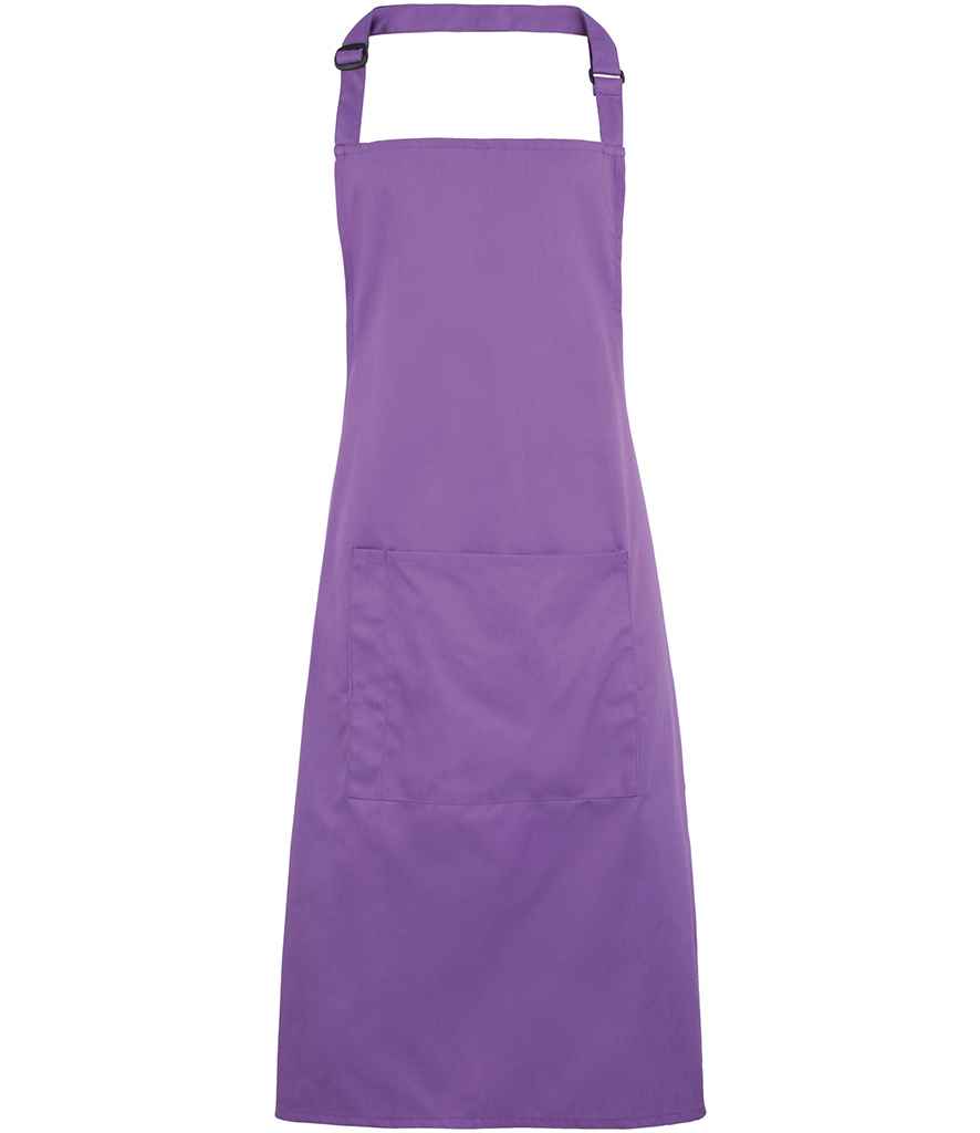 Premier 'Colours' Bib Apron with Pocket in ONE Rich Violet by Premier — Custom branded clothing by Print Press, featuring premium embroidery produced in our specialist print lab in the UK.