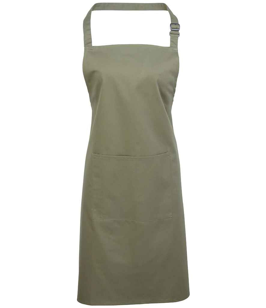 Premier 'Colours' Bib Apron with Pocket in ONE Sage by Premier — Custom branded clothing by Print Press, featuring premium embroidery produced in our specialist print lab in the UK.