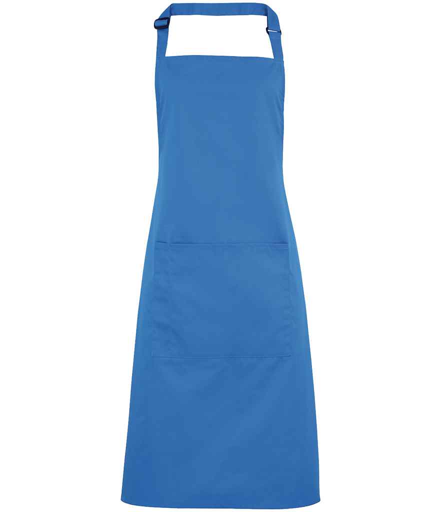 Premier 'Colours' Bib Apron with Pocket in ONE Sapphire Blue by Premier — Custom branded clothing by Print Press, featuring premium embroidery produced in our specialist print lab in the UK.