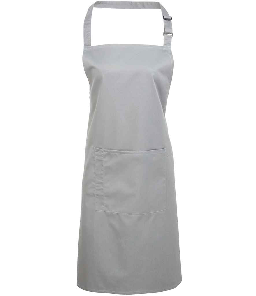 Premier 'Colours' Bib Apron with Pocket in ONE Silver by Premier — Custom branded clothing by Print Press, featuring premium embroidery produced in our specialist print lab in the UK.