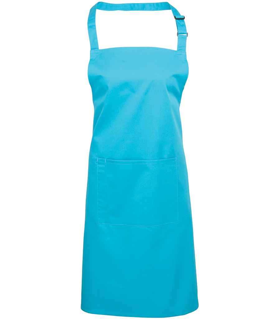 Premier 'Colours' Bib Apron with Pocket in ONE Turquoise Blue by Premier — Custom branded clothing by Print Press, featuring premium embroidery produced in our specialist print lab in the UK.