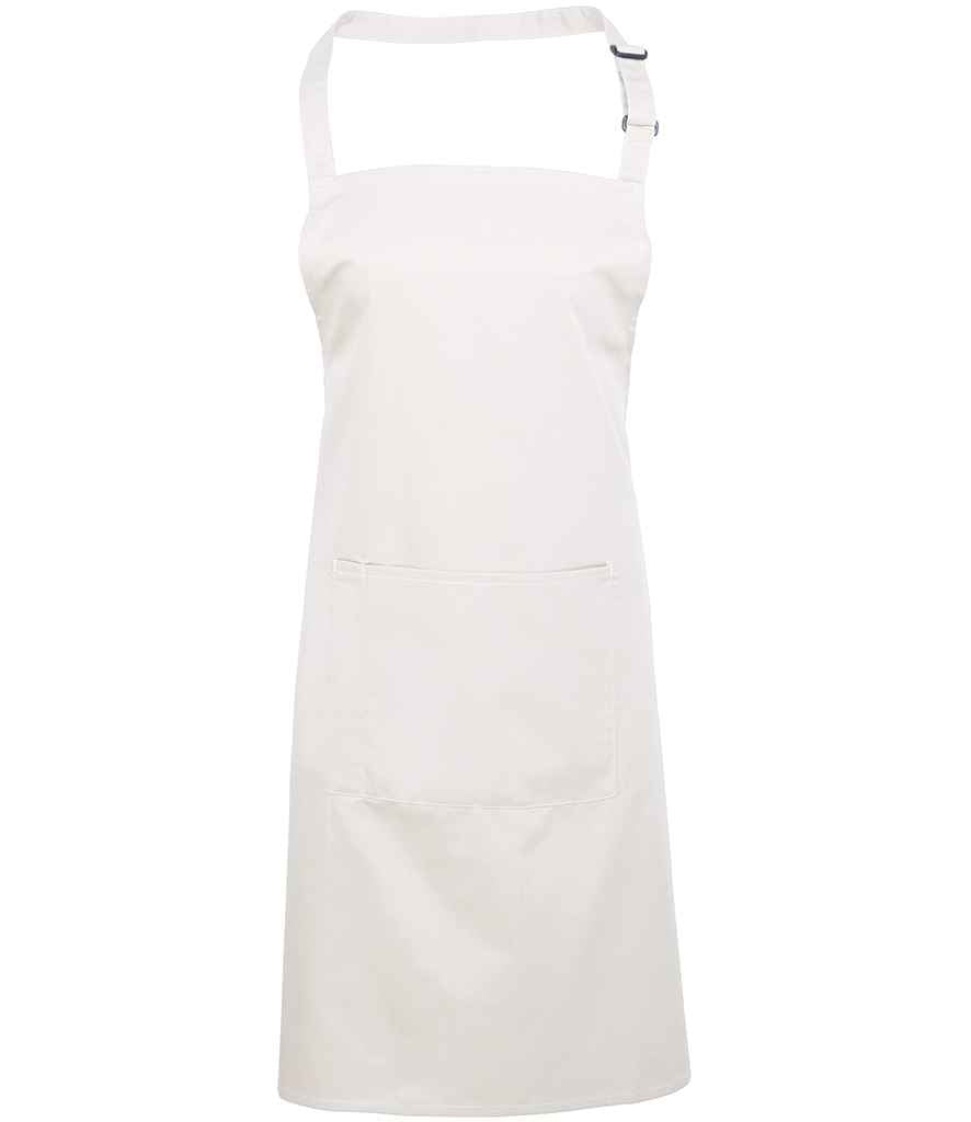 Premier 'Colours' Bib Apron with Pocket in ONE White by Premier — Custom branded clothing by Print Press, featuring premium embroidery produced in our specialist print lab in the UK.