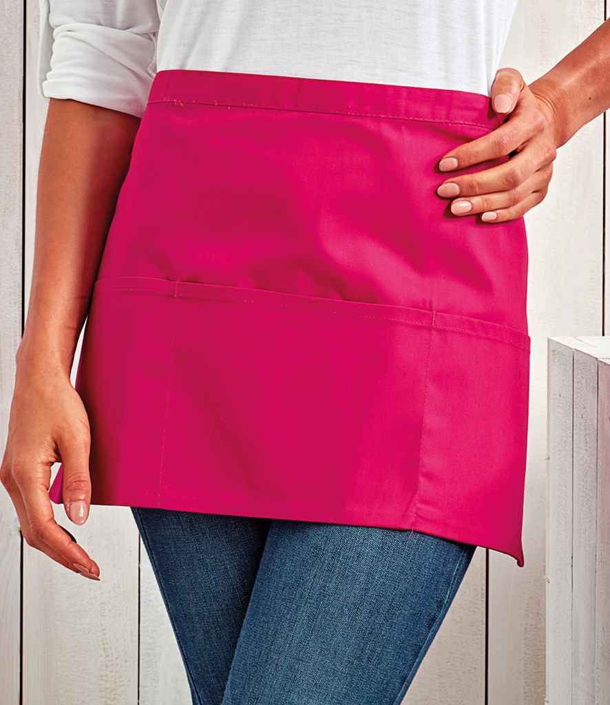 Premier 'Colours' 3 Pocket Apron in ONE Hot Pink by Premier — Custom branded clothing by Print Press, featuring premium embroidery produced in our specialist print lab in the UK.