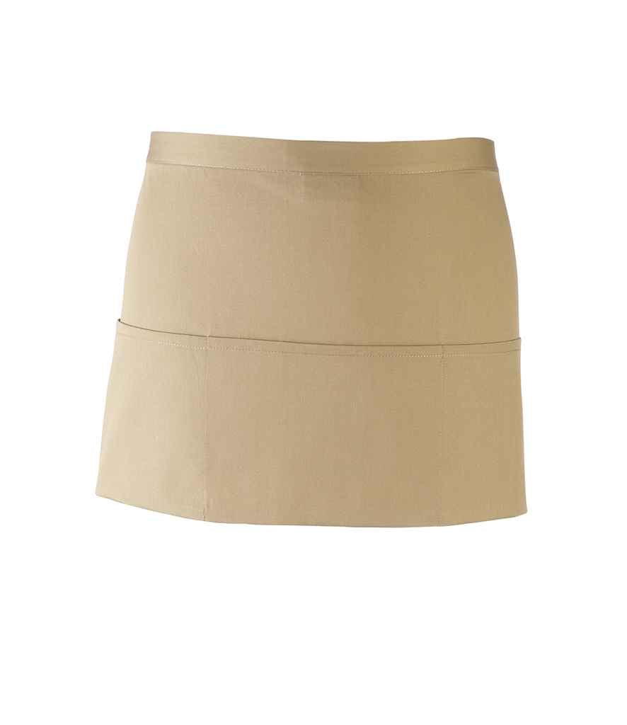 Premier 'Colours' 3 Pocket Apron in ONE Khaki by Premier — Custom branded clothing by Print Press, featuring premium embroidery produced in our specialist print lab in the UK.