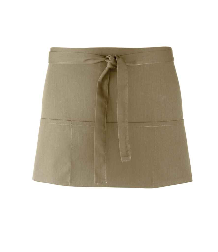 Premier 'Colours' 3 Pocket Apron in ONE Olive Green by Premier — Custom branded clothing by Print Press, featuring premium embroidery produced in our specialist print lab in the UK.