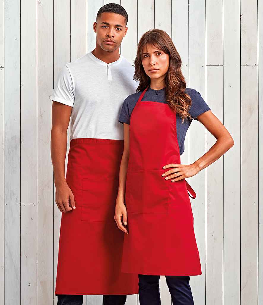 Premier 'Colours' 3 Pocket Apron in ONE Red by Premier — Custom branded clothing by Print Press, featuring premium embroidery produced in our specialist print lab in the UK.