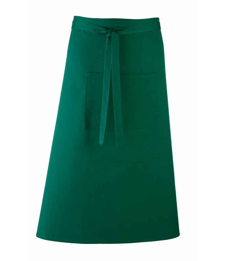 Premier 'Colours' Bar Apron in ONE Bottle Green by Premier — Custom branded clothing by Print Press, featuring premium embroidery produced in our specialist print lab in the UK.