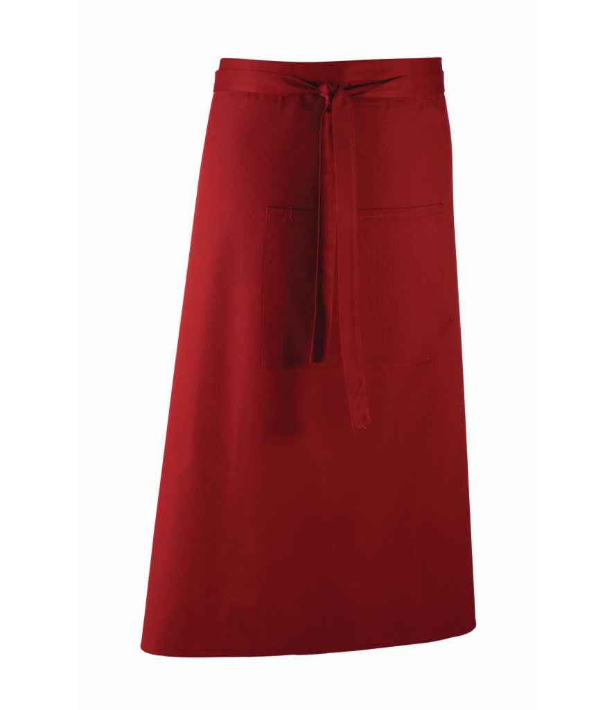 Premier 'Colours' Bar Apron in ONE Burgundy by Premier — Custom branded clothing by Print Press, featuring premium embroidery produced in our specialist print lab in the UK.