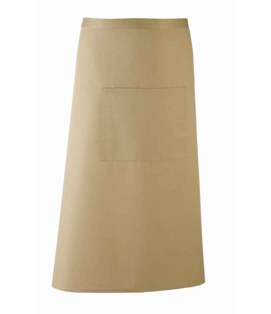 Premier 'Colours' Bar Apron in ONE Khaki by Premier — Custom branded clothing by Print Press, featuring premium embroidery produced in our specialist print lab in the UK.