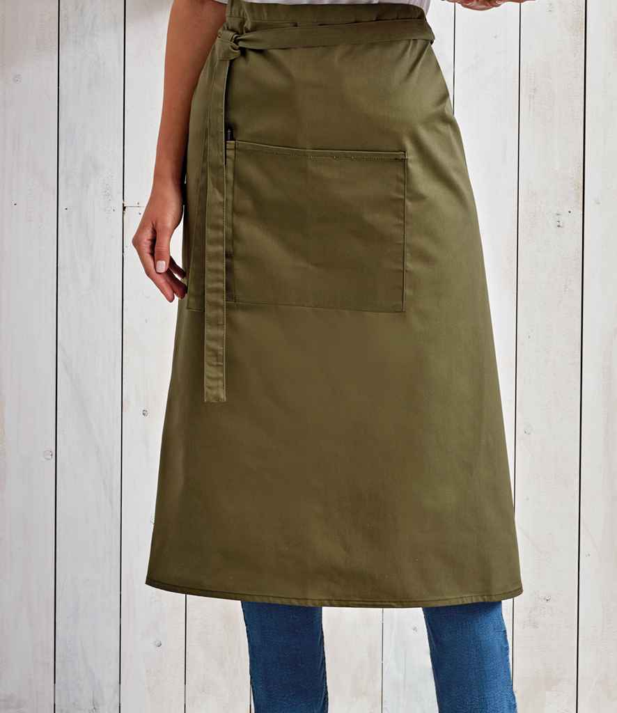 Premier 'Colours' Bar Apron in ONE Olive Green by Premier — Custom branded clothing by Print Press, featuring premium embroidery produced in our specialist print lab in the UK.