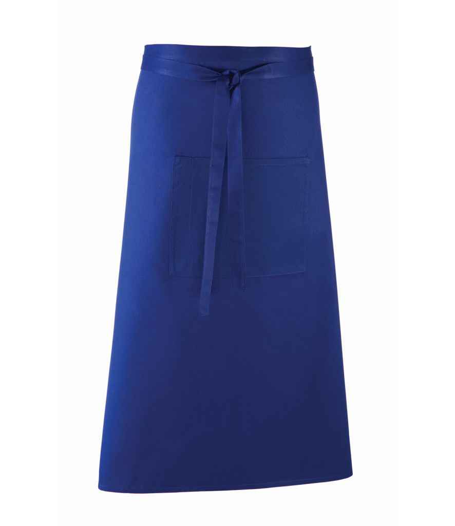 Premier 'Colours' Bar Apron in ONE Royal Blue by Premier — Custom branded clothing by Print Press, featuring premium embroidery produced in our specialist print lab in the UK.