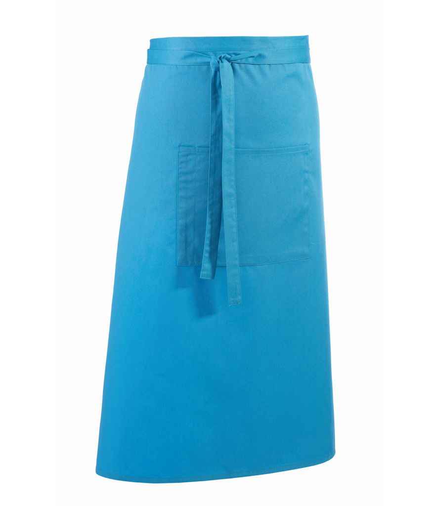Premier 'Colours' Bar Apron in ONE Turquoise Blue by Premier — Custom branded clothing by Print Press, featuring premium embroidery produced in our specialist print lab in the UK.