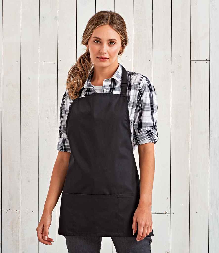 Premier 'Colours' 2-in-1 Apron in ONE Black by Premier — Custom branded clothing by Print Press, featuring premium embroidery produced in our specialist print lab in the UK.