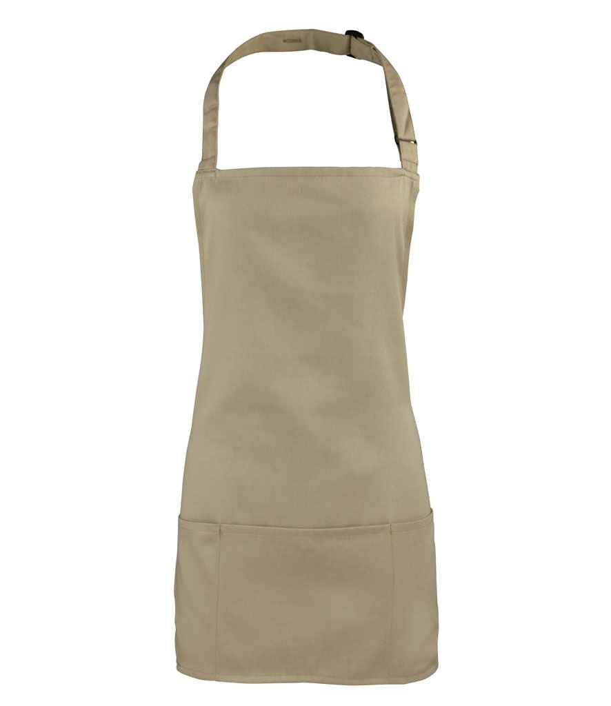 Premier 'Colours' 2-in-1 Apron in ONE Khaki by Premier — Custom branded clothing by Print Press, featuring premium embroidery produced in our specialist print lab in the UK.
