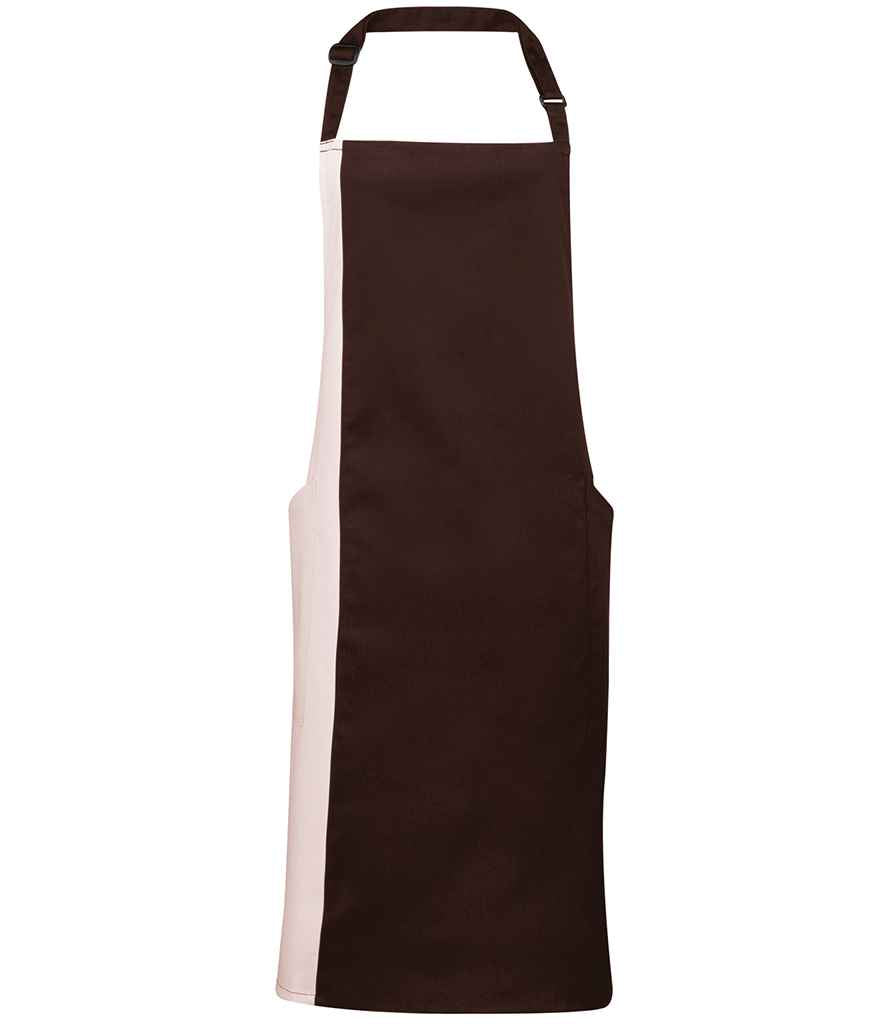 Premier Contrast Bib Apron in ONE Brown Natural by Premier — Custom branded clothing by Print Press, featuring premium embroidery produced in our specialist print lab in the UK.