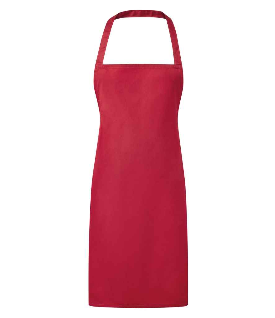 Premier Essential Bib Apron in ONE Red by Premier — Custom branded clothing by Print Press, featuring premium embroidery produced in our specialist print lab in the UK.