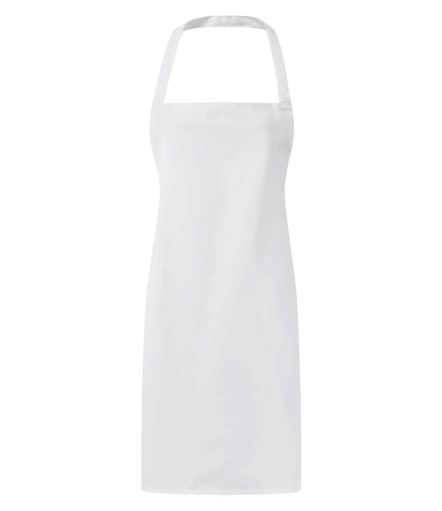 Premier Essential Bib Apron in ONE White by Premier — Custom branded clothing by Print Press, featuring premium embroidery produced in our specialist print lab in the UK.