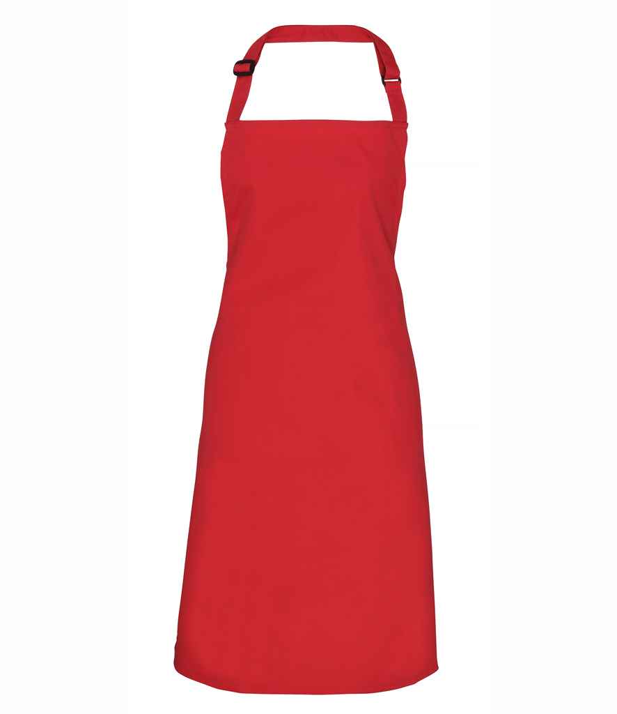 Premier Polyester Bib Apron in ONE Red by Premier — Custom branded clothing by Print Press, featuring premium embroidery produced in our specialist print lab in the UK.