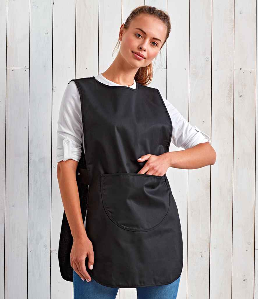 Premier Long Pocket Tabard in Black by Premier — Custom branded clothing by Print Press, featuring premium embroidery produced in our specialist print lab in the UK.