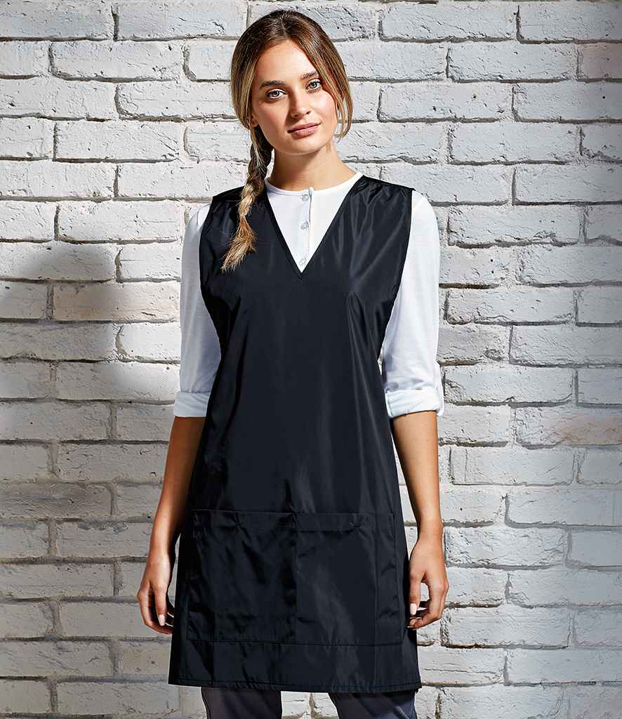 Premier Waterproof Wrap Around Tunic Apron in Black by Premier — Custom branded clothing by Print Press, featuring premium embroidery produced in our specialist print lab in the UK.