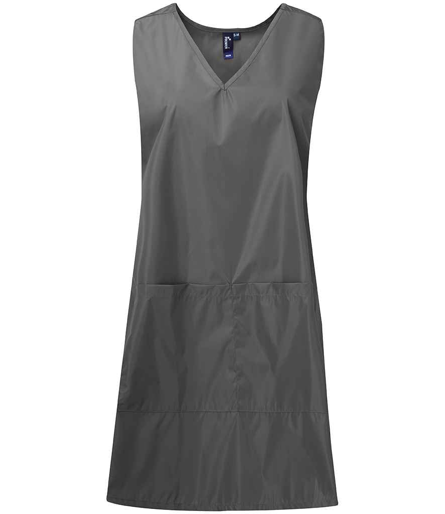 Premier Waterproof Wrap Around Tunic Apron in Dark Grey by Premier — Custom branded clothing by Print Press, featuring premium embroidery produced in our specialist print lab in the UK.