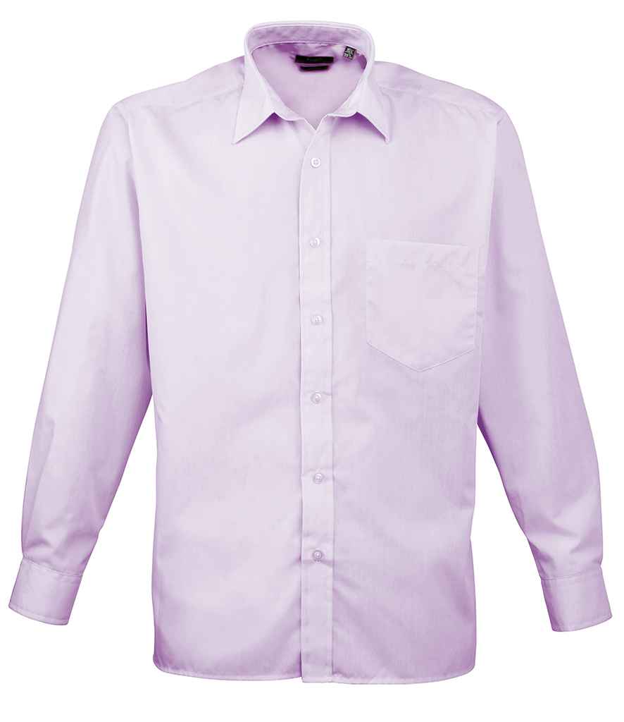 Premier Long Sleeve Poplin Shirt - (3rd Colours) in Lilac by Premier — Custom branded clothing by Print Press, featuring premium embroidery produced in our specialist print lab in the UK.