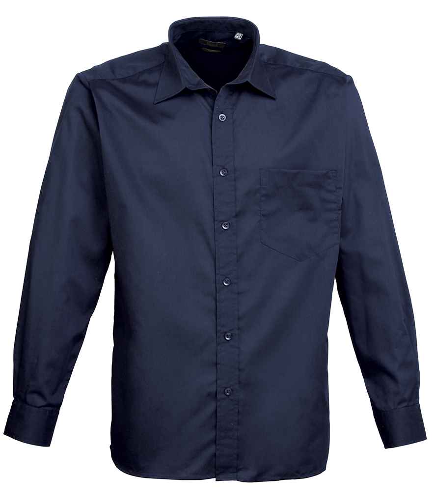 Premier Long Sleeve Poplin Shirt - (2nd Colours) in by Premier — Custom branded clothing by Print Press, featuring premium embroidery produced in our specialist print lab in the UK.