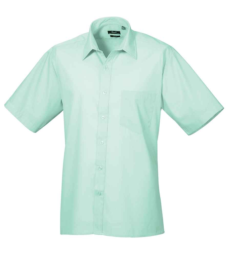 Premier Short Sleeve Poplin Shirt - (3rd Colours) in Aqua by Premier — Custom branded clothing by Print Press, featuring premium embroidery produced in our specialist print lab in the UK.