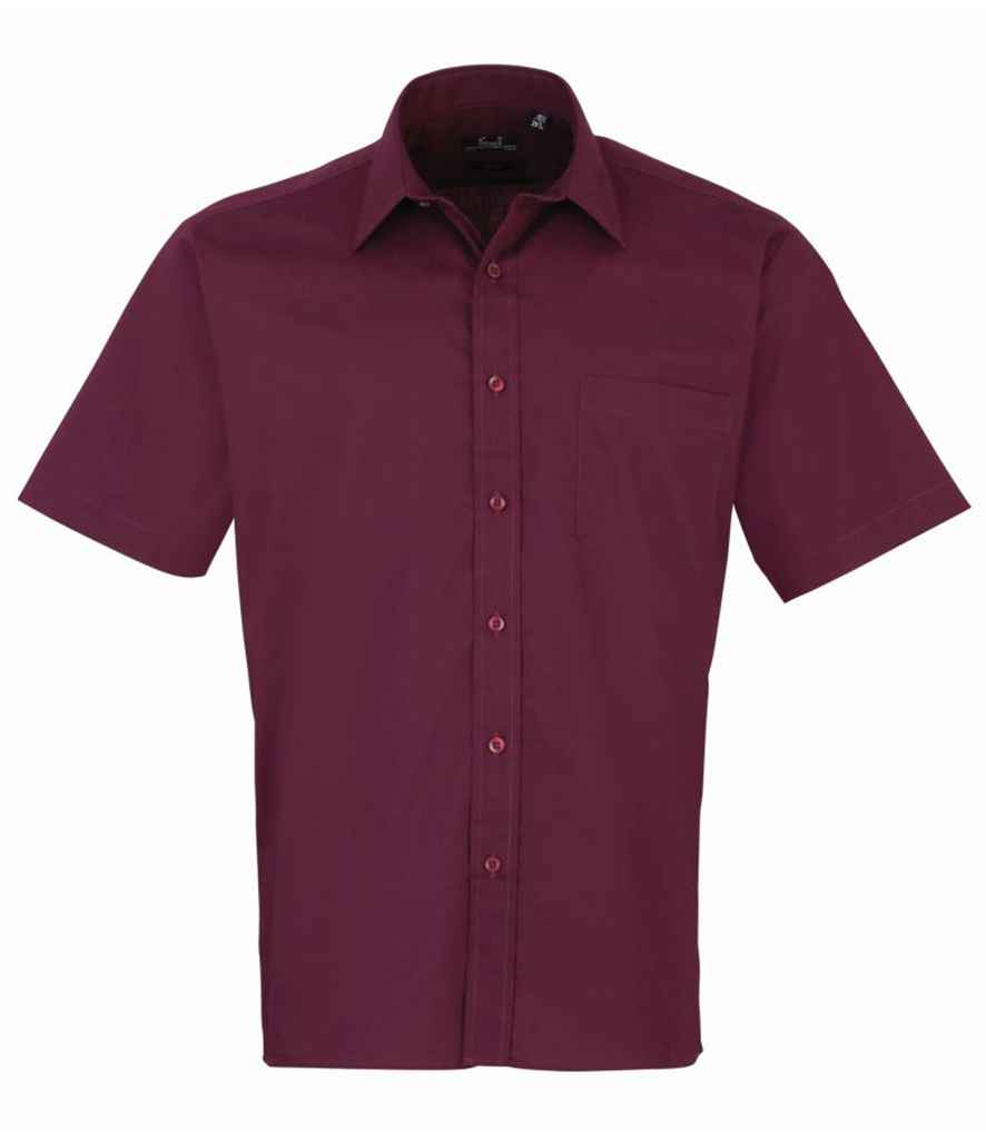 Premier Short Sleeve Poplin Shirt - (3rd Colours) in Aubergine by Premier — Custom branded clothing by Print Press, featuring premium embroidery produced in our specialist print lab in the UK.