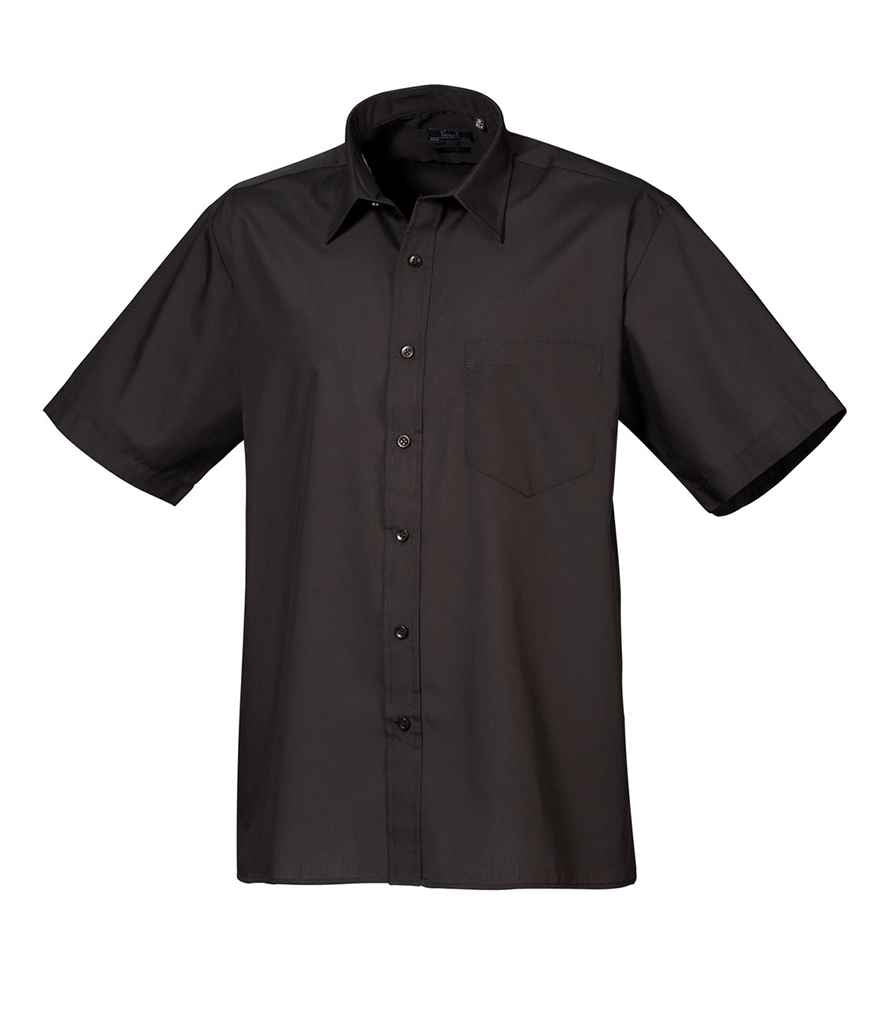 Premier Short Sleeve Poplin Shirt - (3rd Colours) in Black by Premier — Custom branded clothing by Print Press, featuring premium embroidery produced in our specialist print lab in the UK.